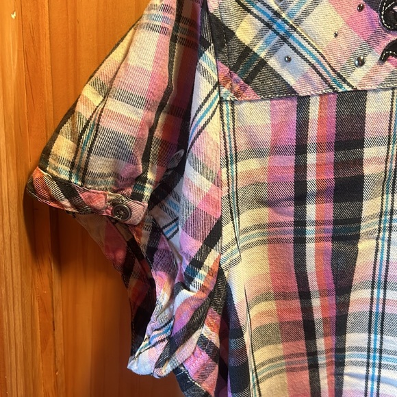 HARLEY DAVIDSON - Pink Plaid Button Shirt - Size: XL - Picture 5 of 7